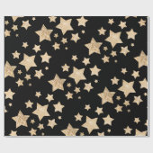 Champagne goudglitter spargel zwart cadeaupapier (Vlak)