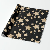 Champagne goudglitter spargel zwart cadeaupapier (Uitgerold)