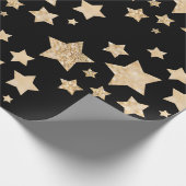 Champagne goudglitter spargel zwart cadeaupapier (Hoek)