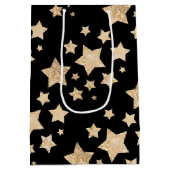 Champagne goudglitter spargel zwart medium cadeauzakje (Achterkant)