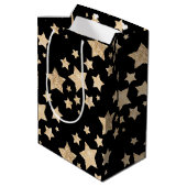 Champagne goudglitter spargel zwart medium cadeauzakje (Achterkant Gekanteld)