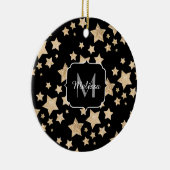 Champagne gouglitter sparkle Stars Monogram Keramisch Ornament (Rechts)