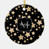 Champagne gouglitter sparkle Stars Monogram Keramisch Ornament (Voorkant)