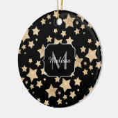 Champagne gouglitter sparkle Stars Monogram Keramisch Ornament (Links)
