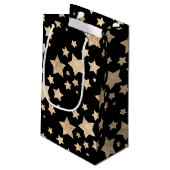 Champagne gouglitter sparkle Stars Monogram Klein Cadeauzakje (Achterkant Gekanteld)