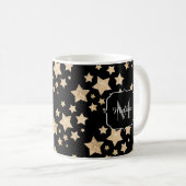 Champagne gouglitter sparkle Stars Monogram Koffiemok (Voorkant rechts)