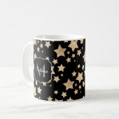 Champagne gouglitter sparkle Stars Monogram Koffiemok (Voorkant links)