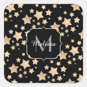 Champagne gouglitter sparkle Stars Monogram Vierkante Sticker (Voorkant)