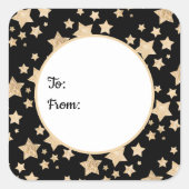 Champagne gouglitter sparkle-sterren van vierkante sticker (Voorkant)