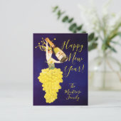 Champagne Grapes New Year  Feestdagenkaart (Staand voorkant)