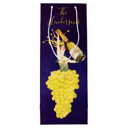 Champagne Grapes Wine Gift Bag Wijn Cadeautas (Achterkant)