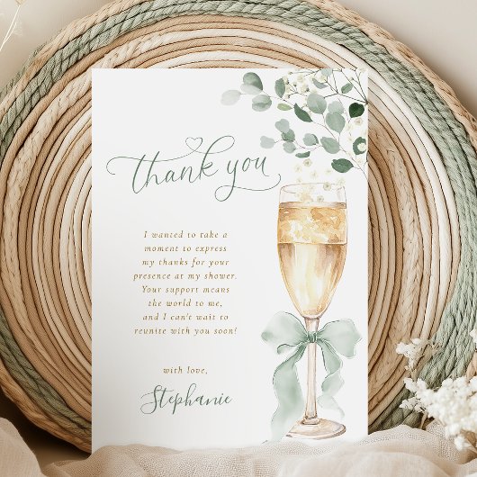 Champagne Greenery Thank You Card Bedankkaart