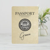 Champagne Griekenland Paspoort Save the Date Kaart (Staand voorkant)