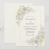 Champagne Grijs Ranunculus Eucalyptus Bruiloft Kaart (Voorkant / Achterkant)