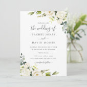 Champagne Groene Waterverf Bloemenbruiloft Kaart (Staand voorkant)