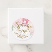 Champagne gunst Pop het als ze Pop roze bloemetje Bedankjes Labels (In situ)