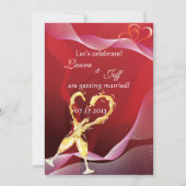 Champagne hart bruiloft uitnodiging (Voorkant)