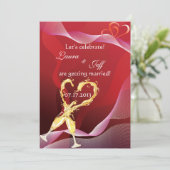 Champagne hart bruiloft uitnodiging (Staand voorkant)