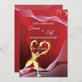 Champagne hart bruiloft uitnodiging (Voorkant / Achterkant)