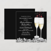 Champagne & Hart Verlovingsfeest Uitnodiging (Voorkant / Achterkant)