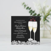 Champagne & Hart Verlovingsfeest Uitnodiging (Staand voorkant)