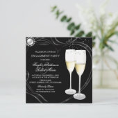 Champagne & Hart Verlovingsfeest Uitnodiging (Staand voorkant)