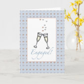 Champagne Hartjes Verloving Felicitaties Kaart (Gele Bloem)