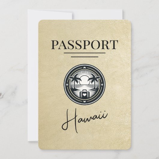 Champagne Hawaii Passport Bewaar de datum Save The Date (Voorkant)