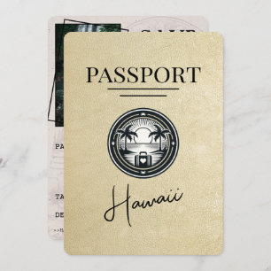 Champagne Hawaii Passport Bewaar de datum Save The Date