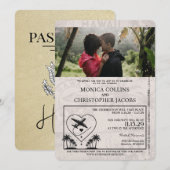 Champagne Hawaii Passport Huwelijksuitnodiging Kaart (Voorkant / Achterkant)