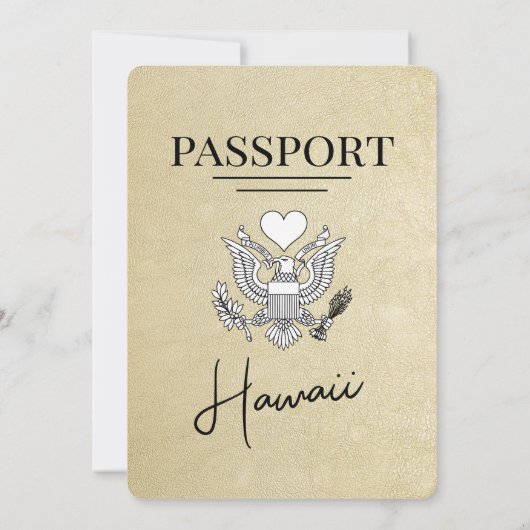 Champagne Hawaii Passport Huwelijksuitnodiging Kaart (Achterkant)