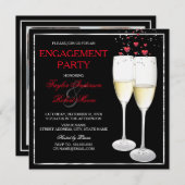 Champagne Heart Engagement Party - Fotouitnodiging Kaart (Voorkant / Achterkant)