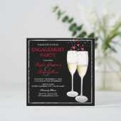 Champagne Heart Engagement Party - Fotouitnodiging Kaart (Staand voorkant)