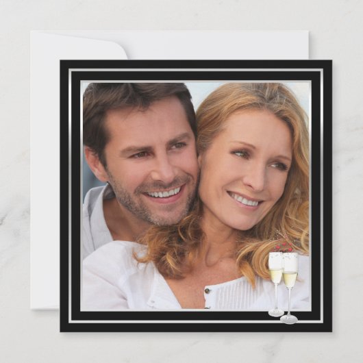 Champagne Heart Engagement Party - Fotouitnodiging Kaart (Achterkant)