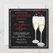 Champagne Heart Engagement Party - Fotouitnodiging Kaart (Voorkant)