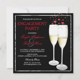 Champagne Heart Engagement Party - Fotouitnodiging Kaart