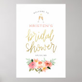 Champagne Heart Gold Vrijgezellenfeest Welkomsttek Poster (Voorkant)