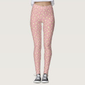 Champagne Heart Shaped Leaf Pattern Over Coral Leggings (Voorkant)