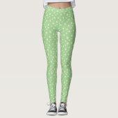 Champagne Heart Shaped Leaf Pattern Over Green Leggings (Voorkant)