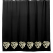 Champagne Hearts Black Shower Curtain Douchegordijn (Voorkant)