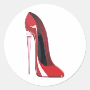 Champagne Heel Flute Red Stiletto Art Ronde Sticker