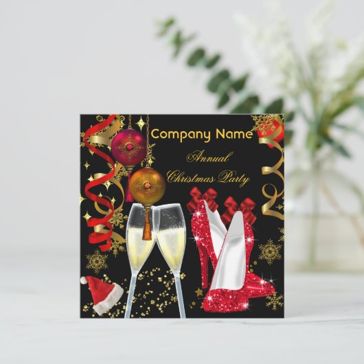 Champagne Heels, feestdag kerstfeestdag Kaart (Staand voorkant)