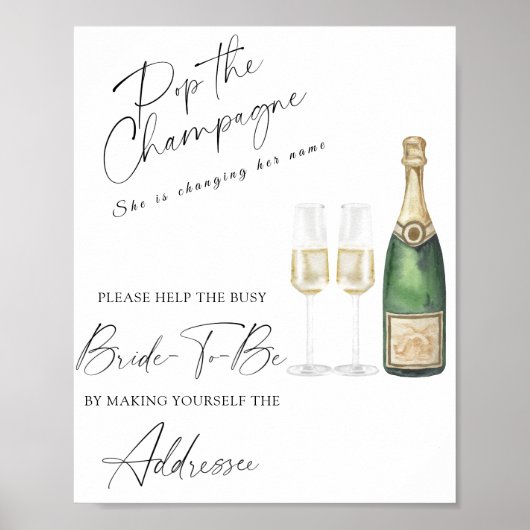 champagne - help de drukke bruid Aan Poster (Voorkant)