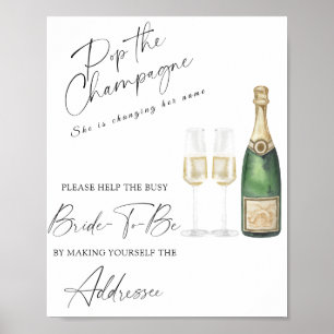 champagne - help de drukke bruid Adres Poster