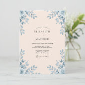 Champagne Hemel Loof Eucalyptus Bruiloft Kaart (Staand voorkant)