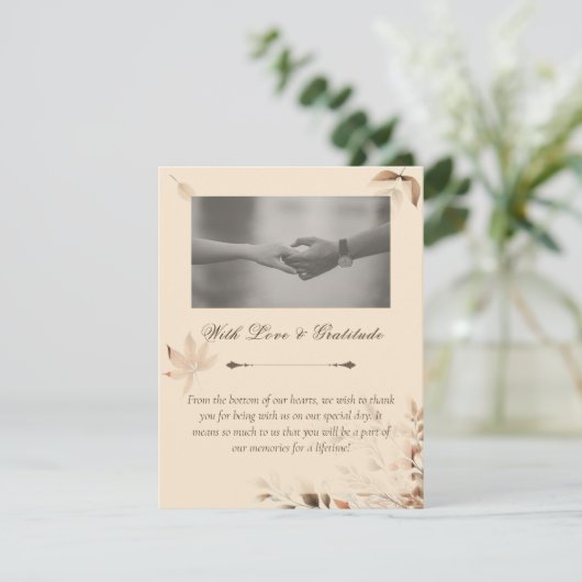 Champagne Herfst bruiloft Dankjewel Card Bedankkaart (Staand voorkant)