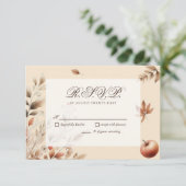 Champagne Herfst Oogst Huwelijk RSVP Botanisch Kaartje (Staand voorkant)