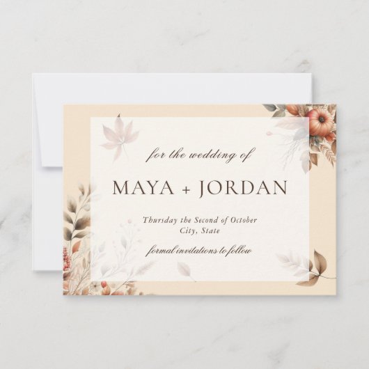 Champagne Herfst Pompoen Oogst Save The Date (Voorkant)