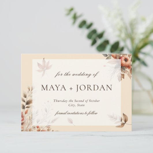 Champagne Herfst Pompoen Oogst Save The Date (Staand voorkant)