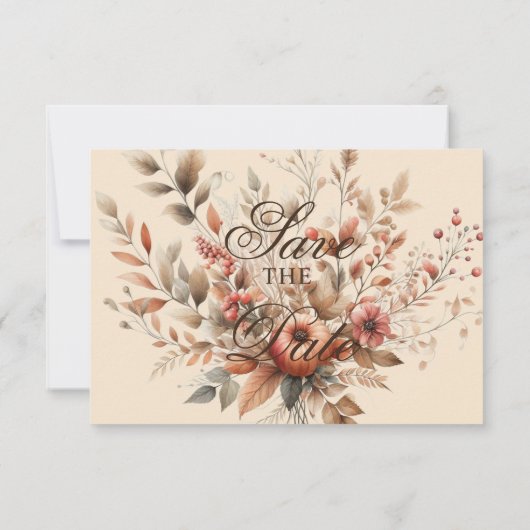 Champagne Herfst Pompoen Oogst Save The Date (Achterkant)